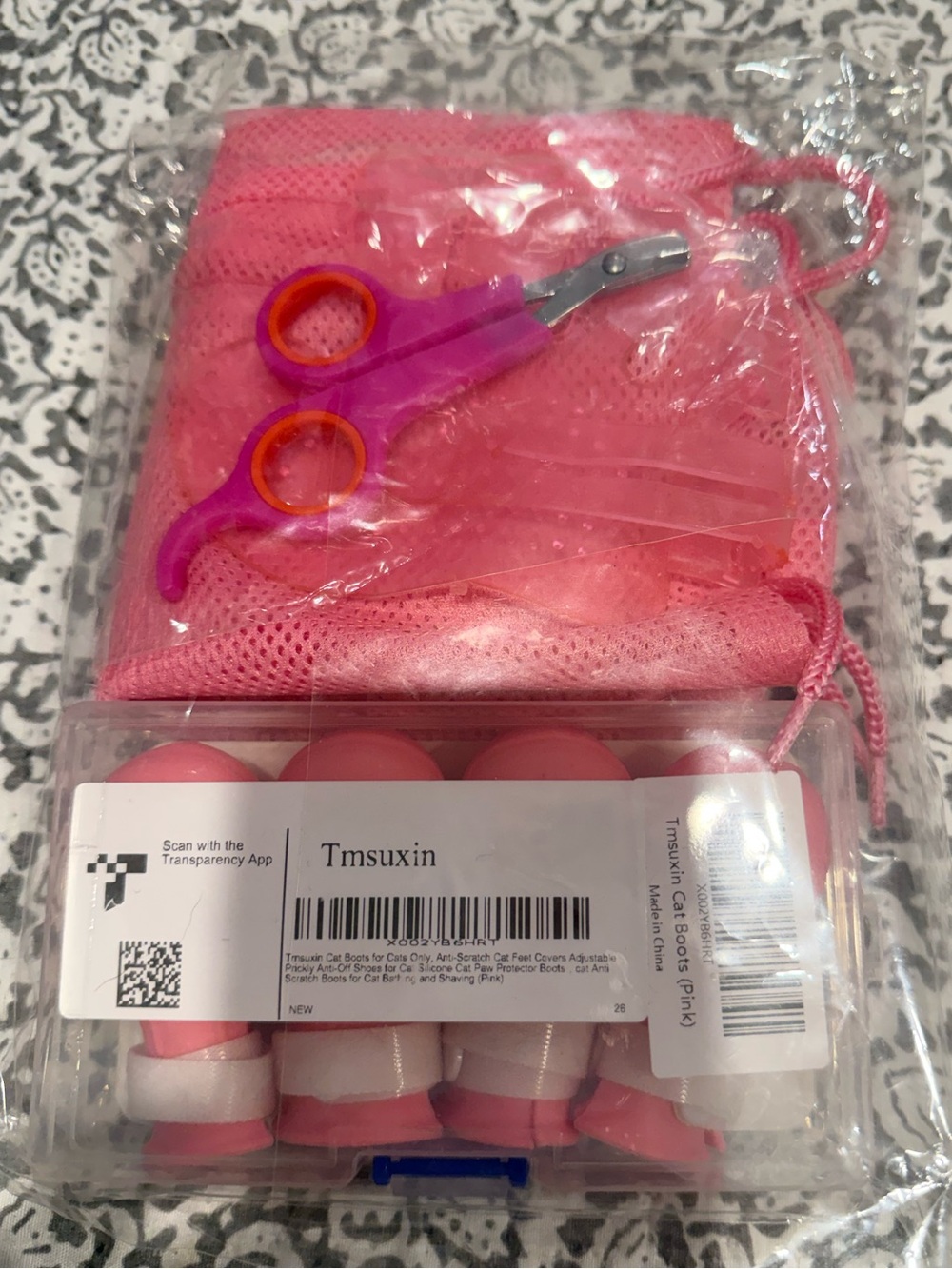 Pink Anti-Scratch Cat Shoes with Adjustable Straps